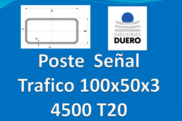 Postes tubo rectangular 100x50x3 L mm - Industrias Duero