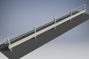 Handrail curved parapet 6 m welded on an embedded plate